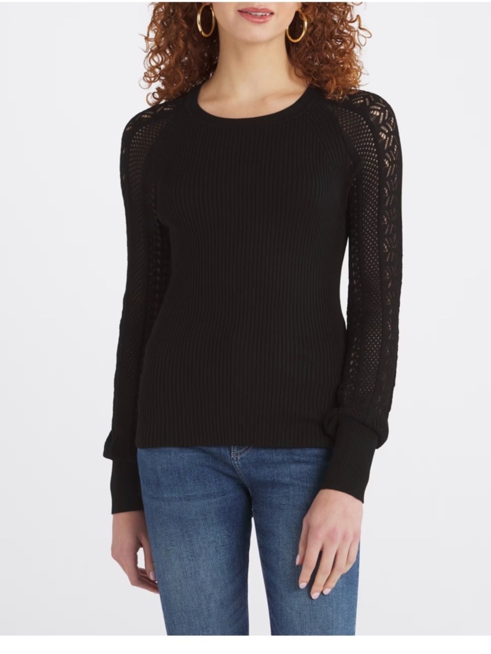 Design History Bardot Crochet Sleeve Sweater